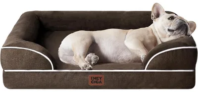 Produktbild von Orthopädisches Hundebett 76x51cm Memory Foam mit hohem Rand, waschbar, wasserdicht, rutschfest, Braun