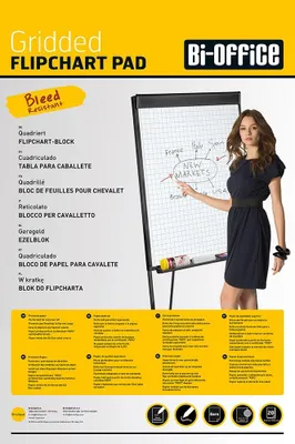 Flipchart-Block, kariert, 20 Blatt, 60 g/m², 65x98 cm, 5 Stück