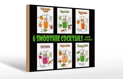 Produktbild von Holzschild Alkohol 30x20cm 6 smoothie cocktails