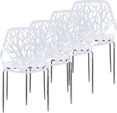 Dizajnová stolička Makika Retro Chair - CALUNA Set of 4 in White