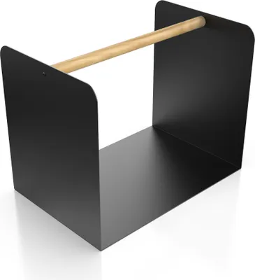 Produktbild von Kaminholzregal Innen Außen Brennholzregal Metall Kaminholzkorb, Modell:Modern Schwarz