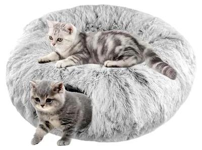 Produktbild von Katzentunnel, Katzenspielzeug für Indoor-Katzen mit Plüschbett, runder Tunnel mit hängendem Ball und Guckloch, geeignet für Kaninchen und Frettchen - Grau, 85 x 26 cm
