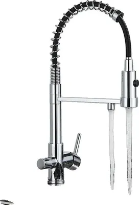 Obrázek produktu pro Dřezová kuchyňská baterie, dvojitá rukojeť, povrch leštěná mosaz, chrom