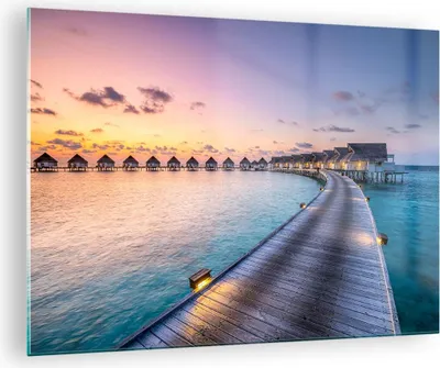Produktbild von Bilder auf glas - Malediven Meer - 70x50cm - Glasbilder - Wandbilder - Kunstdruck - zum Aufhängen bereit - Wanddekoration aus Glas - Glas Bilder - Wandbild auf Glas - Einteilig - GAA70x50-4082