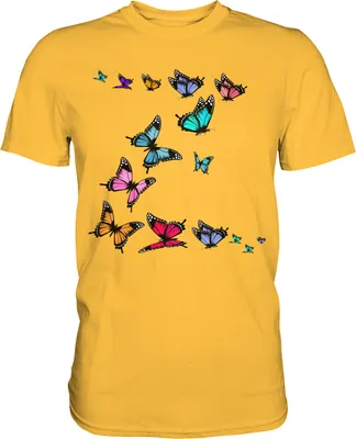 Produktbild von Bunte Schmetterlinge T-Shirt – Gold / XXL