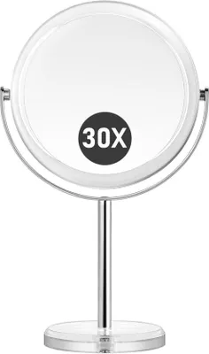 Produktbild von Famanu Make-upspiegel 30 x mit 1x und 30x Vergrößerung - 360° drehbar, tragbar, ideal für Schlafzimmer und Bad