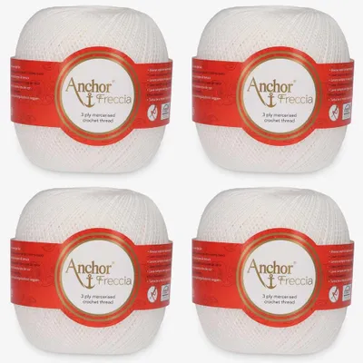 Productafbeelding van 4 bollen Anchor Freccia 12 – Fijn katoengaren voor delicate haakwerkjes (kleur 07901)