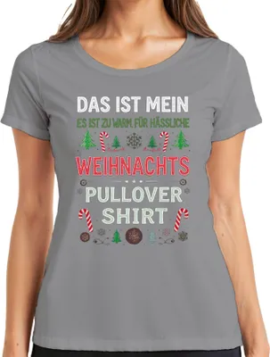 Produktbild von Das ist mein Weihnachts Geschenk Tannenbaum Zuckerstange lustig Damen T-Shirt, Grau, 3XL