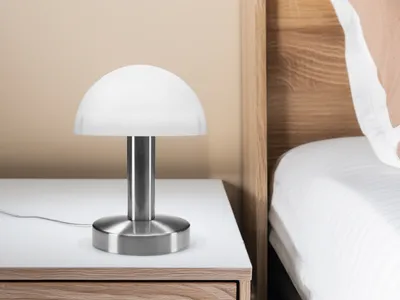 Produktbild von Kleine Tischlampe mit Glas Lampenschirm, Nachttischlampe touch dimmbar Höhe 21cm
