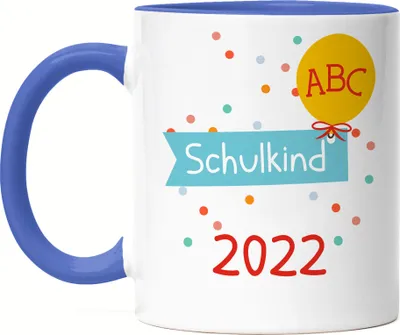 Produktbild von Schulkind 2022 Tasse Blau Einschulungsgeschenk Luftballon Grundschule 1. Klasse