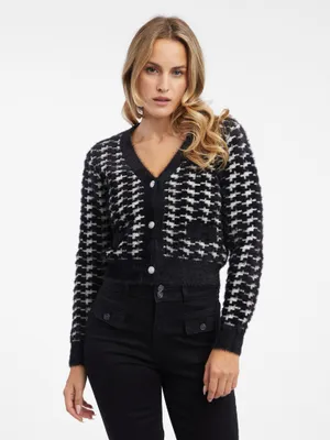 Produktbild von Orsay Weiß-Schwarze gemusterte Damen-Strickjacke 511201660000__L