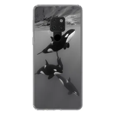 Produktbild von MuchoWow® Handyhülle Schutzhülle Hülle für Huawei P40 Lite Orca - Wasser - Schwarz - Weiß Silikon Softcase Handy Hülle - Handy
