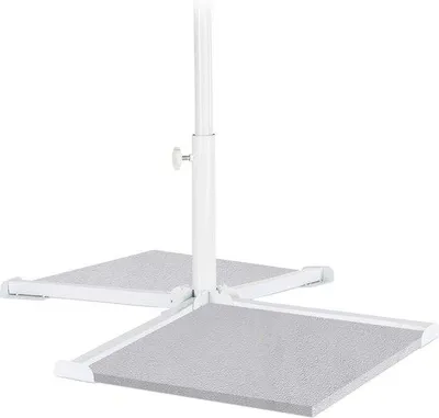 Image de Pied de parasol pliable en plastique, 20-35 mm, base en croix stable, àmanuelle, blanc