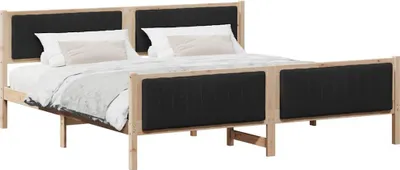 Zdjęcie produktu dla Rama łóżka brązowo-czarny 200 x 200 cm Lite drewno sosnowe