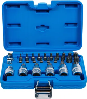 Immagine prodotto di Set di punte e bussole BGS 12,5 mm (1/2") con profilo a T (per Torx) 27 pezzi - 5101