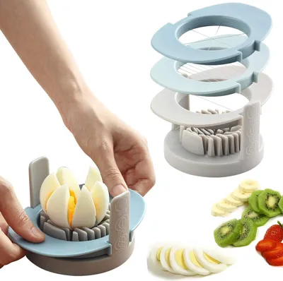 Imagen del producto de Cortador de fresas 3 en 1, con cable de acero inoxidable, ideal para fresas y huevos