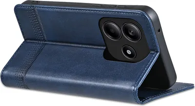 Produktbild von Leder Hülle für Xiaomi Redmi Note 14 5G, Klapphüllen Brieftasche Magnetverschluss Ständer Schutzhülle Blau