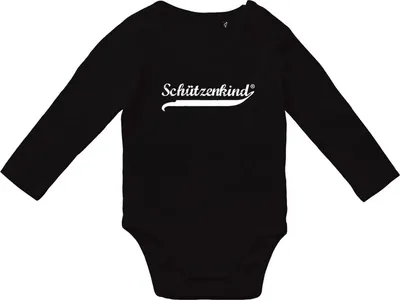 Produktbild von Hellweg Druckerei Baby Body Schützenkind Vintage Geschenk Unisex Langarm Strampler Black Größe 62  Baumwolle Fairtrade Schützenkind Vintage Babyk