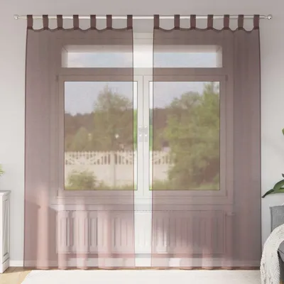 Produktbild von Möbel Voile Vorhänge mit Stangentaschen 2 Stk. Braun - Gardinen & Vorhänge &22561