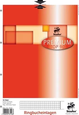 Produktbild von Ringbucheinlagen Premium A4 50 Blatt kariert Lineatur 26 Packung mit 10 Stück