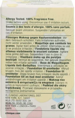 Obrázek produktu pro Clinique Anti-Blemish Solutions Liquid Makeup, Láhev, Krém, Univerzální, Proti zarudnutí, Zmatňující, Vyhlazující, Zklidňující, Tmavá kůže, Teplé