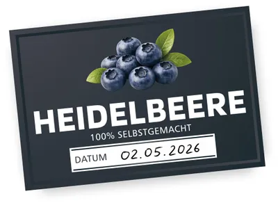 Produktbild von Itenga 50 x Marmeladenetikett Heidelbeere - schwarz - rechteckig 6x4cm