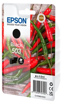 Produktbild von Epson Singlepack Black 503 Ink, Standardertrag, Schwarz, 4,6 ml, 1 Stück(e), 210 Seiten, Einzelpackung