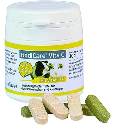 Imagen del producto de RODICARE Vita C, tabletas masticables para pequeños roedores/cobayas, 30g. Número de registro: 13360792