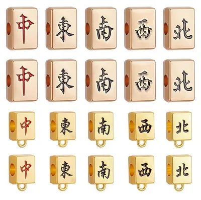 Productafbeelding van Sieraden maakset Mahjong, parels, 20 stuks, 10 paar, legering, emaille, bedels voor het maken van armbanden, kettingen en oorbellen