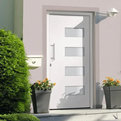 Produktbild von The Living Store Haustür Aluminium und PVC Weiß 100x200 cm