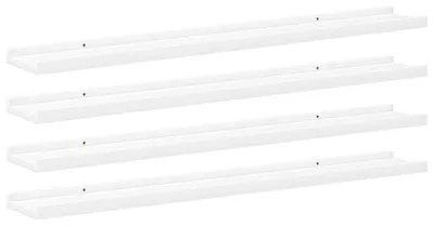 Image de Lot de 4 étagères murales flottantes blanches, dimensions : 100 x 9 x 3 cm