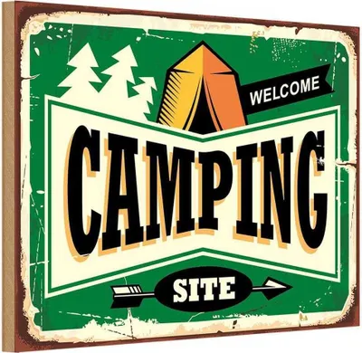 Produktbild von vianmo Holzschild 12x18 cm Camping welcome Outdoor