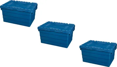 Produktbild von 3 Stück Mehrwegbehälter mit Deckel 60L Volumen – ALC-Behälter Transportbox