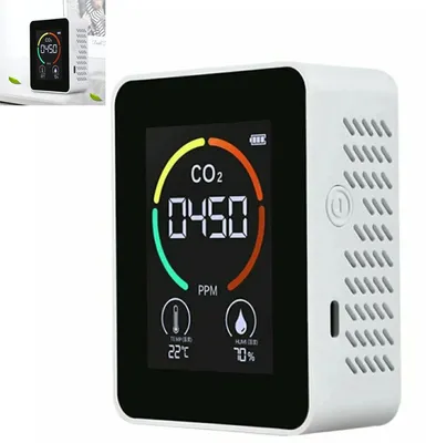 Produktbild von 3-in-1-Luftqualitätsmonitor für Innenräume, CO₂-Detektor, Temperatur- und Feuchtigkeitsmesser, für CO₂, CO, TVOC, HCHO, PM2,5, Temperatur und AQI