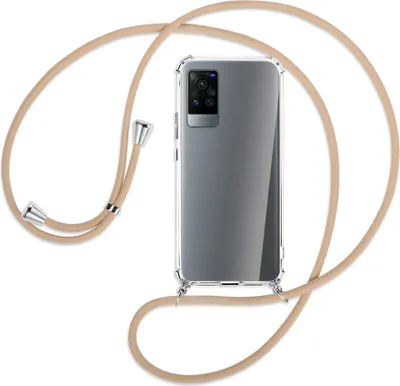 Produktbild von Handykette Backcover-Schutzhülle mit Band (Metall silberfarben) für vivo X60 Pro - beige
