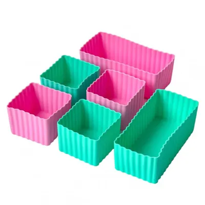 Produktbild von Yumbox Silikon-Snackboxen, 6 Stück – Rosa/Türkis