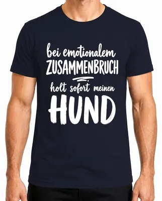 Immagine prodotto di T-shirt da uomo "Bei emotionalem Zusammenbruch", con scritta sarcastica, colore blu navy, taglia XXL