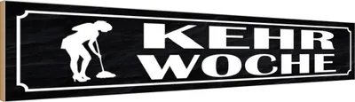 Produktbild von vianmo Holzschild 10x46 cm Kehrwoche Putzfrau Dekoration