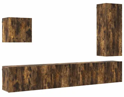 Immagine prodotto di parete attrezzata a 5 pezzi in legno di rovere fumé