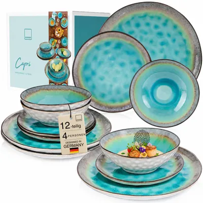 Produktbild von SÄNGER Steingut Geschirrset Capri, Tafelservice 12 teilig für 4 Personen