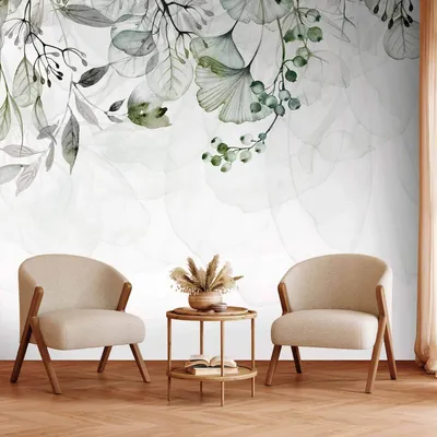 Produktbild von Selbstklebende Folie Fototapete - Foggy Nature - Green 98x70 cm Blätter b-A-0694-a-d