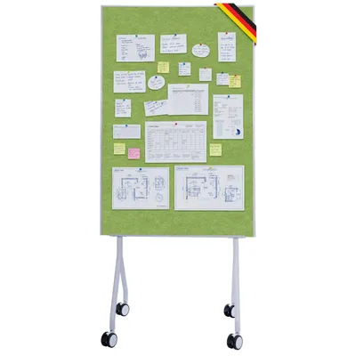 Produktbild von Floordirekt Mobile Präsentationstafel Giant, 80×120 cm, Grün, mit feststellbaren Rollen, stabiler Metallrahmen, beidseitige Filztafel mit Ablage