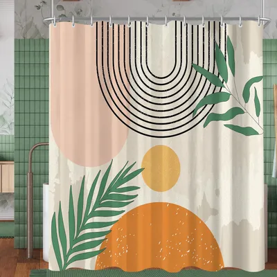 Obrázok produktu pre Sprchová záclona 180x200 cm, štýl Boho, vodeodolná, umývateľná, vyrobená z polyesteru, s 12 okami a krúžkami
