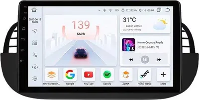 Immagine prodotto di Autoradio con Bluetooth e CarPlay per FIAT 500 (2007-2014), compatibile con Apple e Android, impianto stereo, sistema di navigazione, 6 GB di RAM, 64 GB di memoria interna, display da 9 pollici