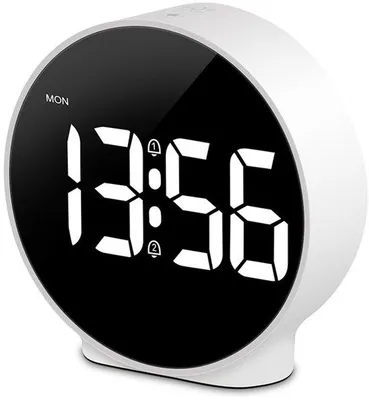 Produktbild von Digitale Wecker, kleine Batterieklok mit Doppelalarm, Tages- und Wochentafel, Schlafzimmerreise