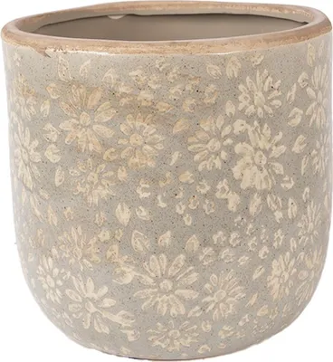 Image de Clayre & Eef Pot de fleurs Ø 18x16 cm Gris Céramique