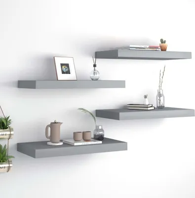 Productafbeelding van Maison Exclusive - Zwevende wandplanken, 4 stuks, grijs, 50x23,5x3,8 cm, MDF