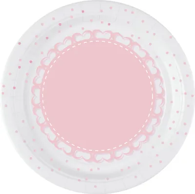 Produktbild von Pappteller Einweggeschirr Babyparty 8 Stück 18 cm Durchmesser rosa -