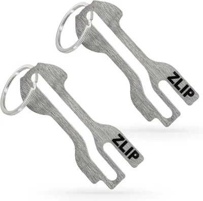 Produktbild von ZLIP and Slide | Einkaufswagenlöser Edelstahl mit Schlüsselring - Schlüsselanhänger öffnet Frontlader- und Schubfach | Einkaufschip | 2 Stück