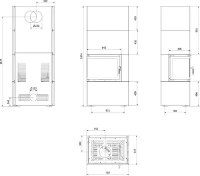 Immagine prodotto di Focolare modulare 8 kW Ø 200 nero